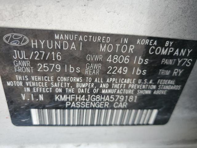 KMHFH4JG8HA579181 Hyundai 2017