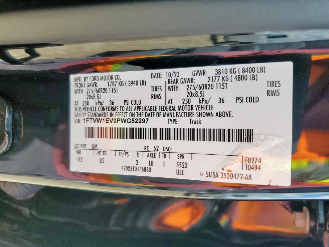1FTVW1EV0PWG52297 Ford F150 LIGHT