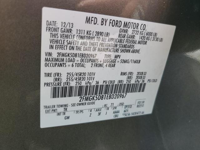 2FMGK5D81EBD20967 Ford 2014