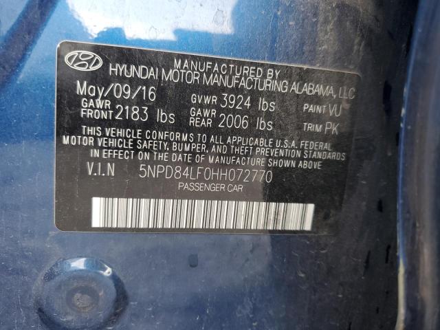 5NPD84LF0HH072770 Hyundai ELANTRA SE