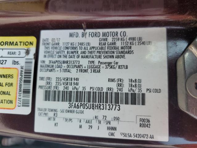 3FA6P0SU8HR313773 Ford 2.0l 4v atk hev