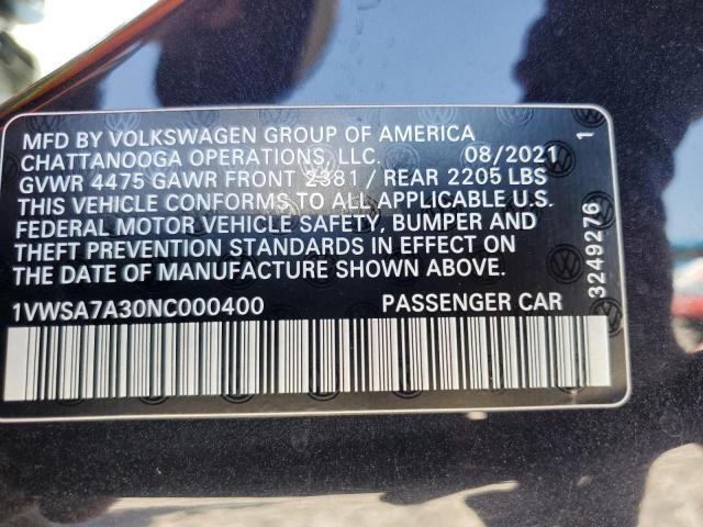 1VWSA7A30NC000400 Volkswagen PASSAT SE