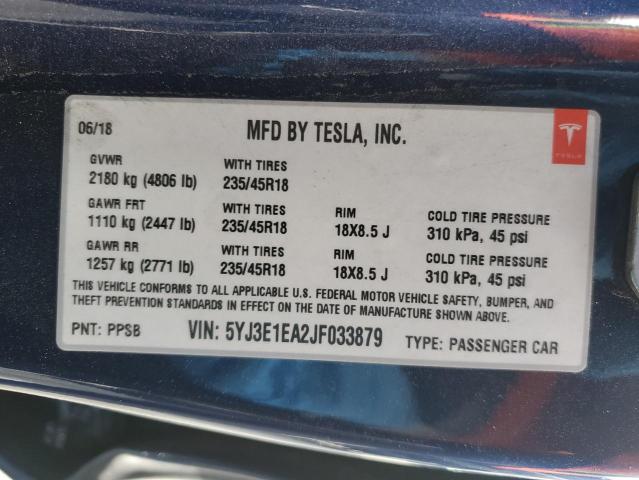 5YJ3E1EA2JF033879 Tesla MODEL 3
