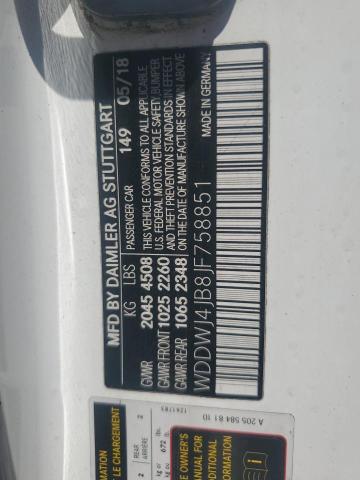 WDDWJ4JB8JF758851 Mercedes-Benz C 300