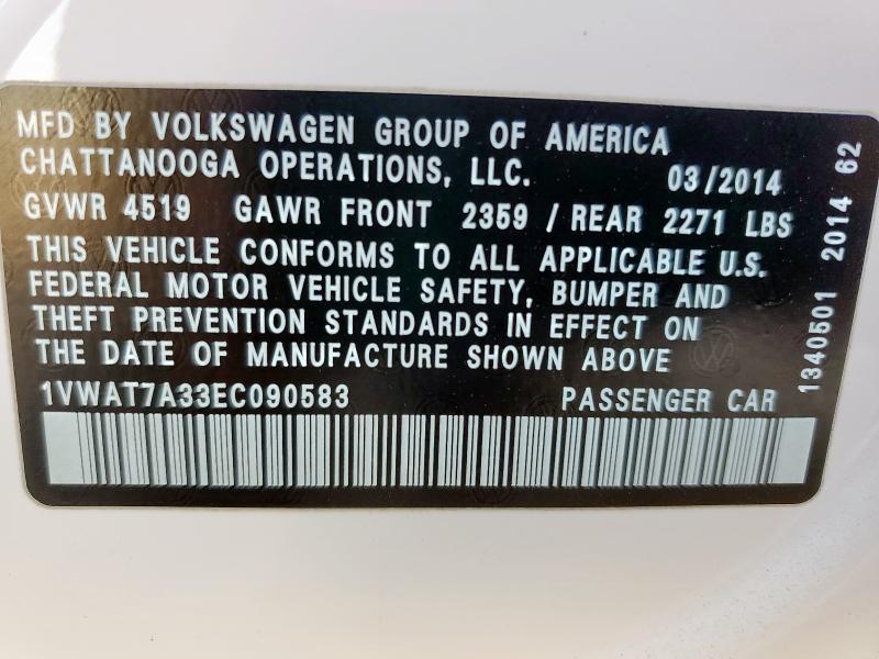 1VWAT7A33EC090583 Volkswagen PASSAT S