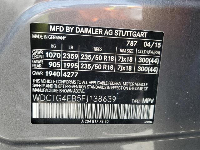 WDCTG4EB5FJ138639 Mercedes-Benz 2015