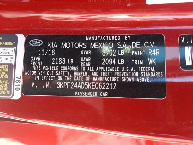 3KPF24AD5KE062212 KIA mpi nu