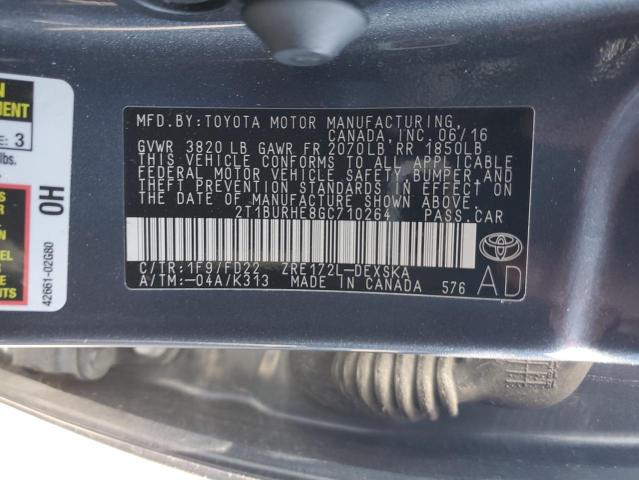 2T1BURHE8GC710264 Toyota COROLLA L