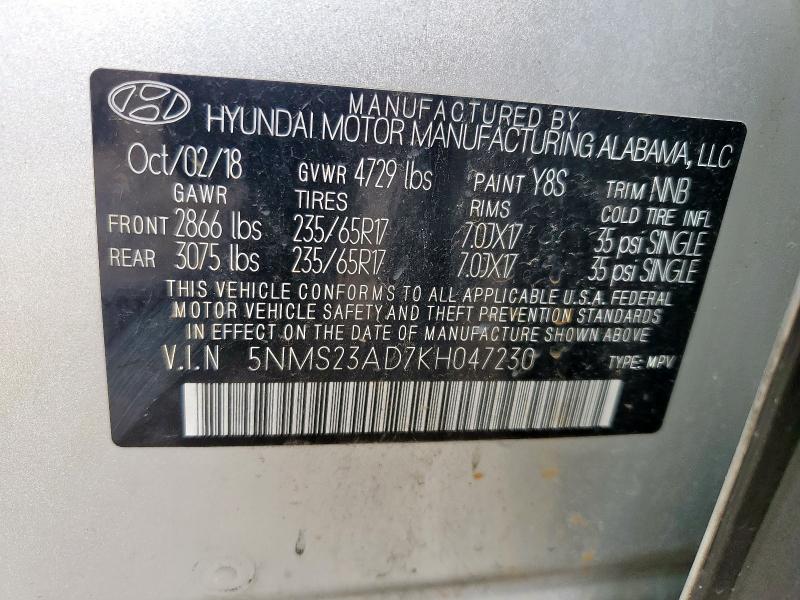 5NMS23AD7KH047230 Hyundai gdi theta ii