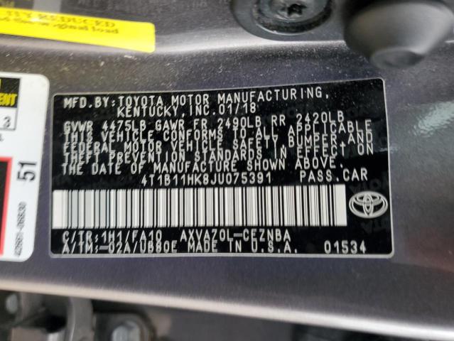 4T1B11HK8JU075391 Toyota CAMRY L