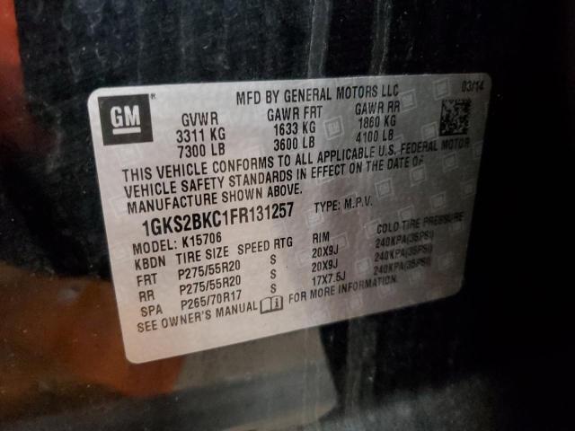 1GKS2BKC1FR131257 GMC YUKON SLT