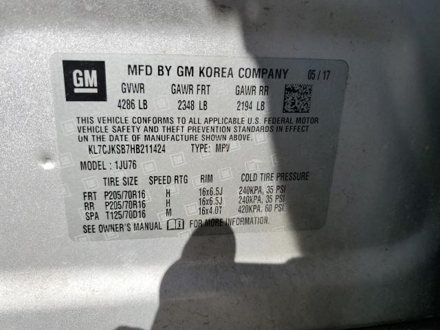 KL7CJKSB7HB211424 Chevrolet TRAX LS
