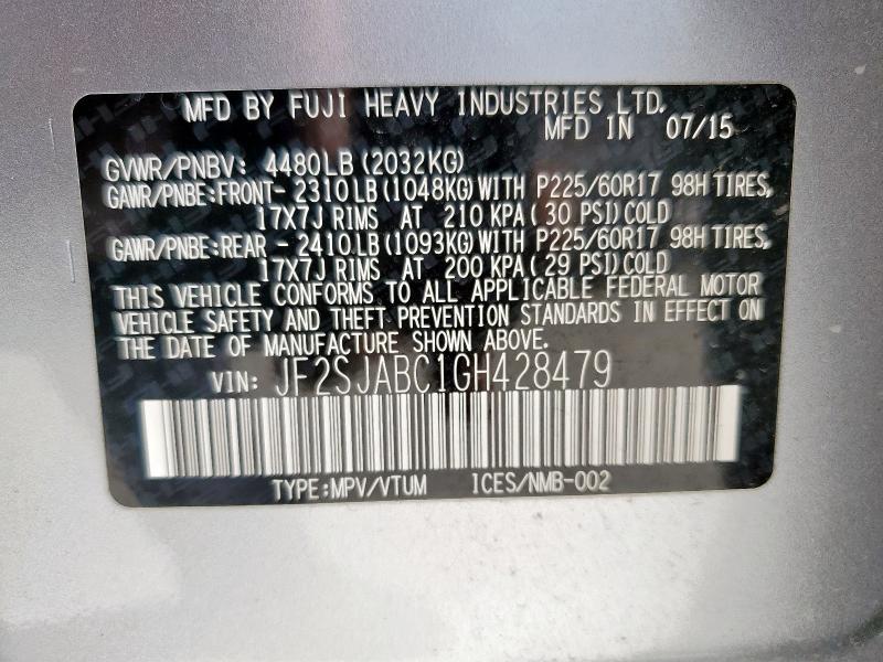 JF2SJABC1GH428479 Subaru FORESTER 2