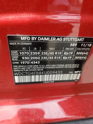 WDCTG4EB8KU009433 Mercedes-Benz GLA 250