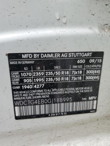 WDCTG4EB0GJ188995 Mercedes-Benz m270
