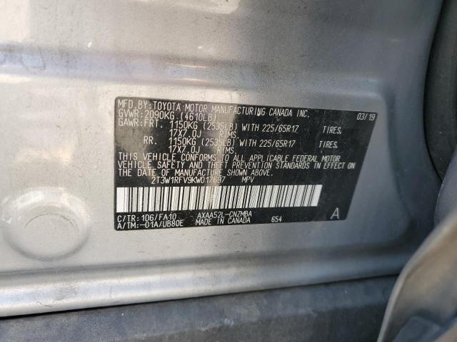2T3W1RFV9KW017697 Toyota Rav4 Xle