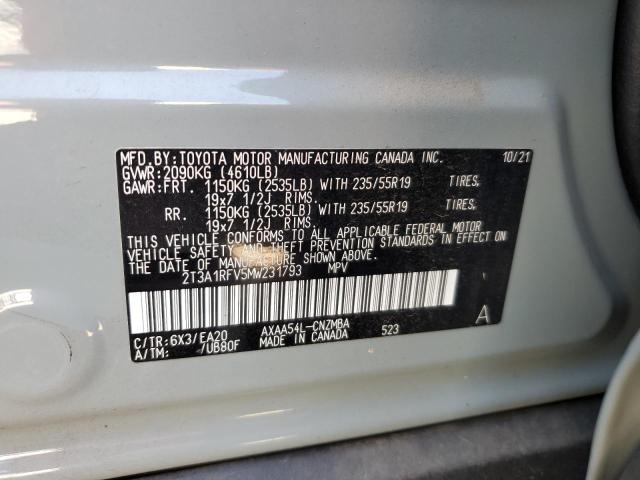 2T3A1RFV5MW231793 Toyota RAV4 XLE P
