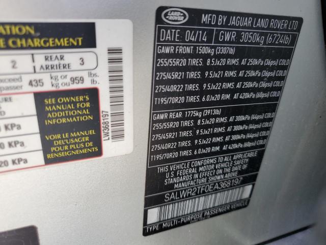 SALWR2TF0EA368197 Land Rover RANGE ROVE