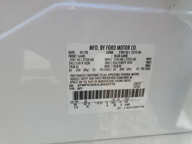 2FMPK3K93LBA53778 Ford 2.0l gtdi w/premium fuel