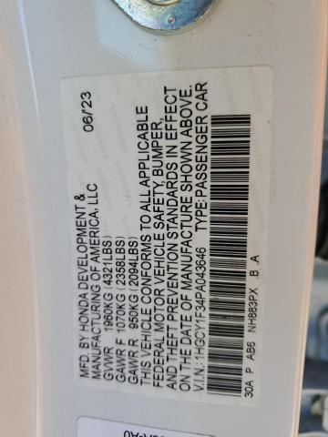 1HGCY1F34PA043646 Honda l15be