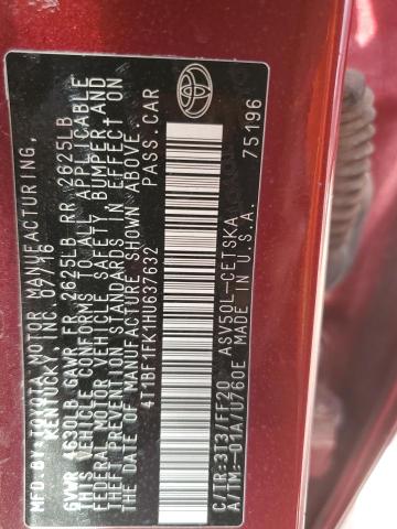 4T1BF1FK1HU637632 Toyota 2ar-fe