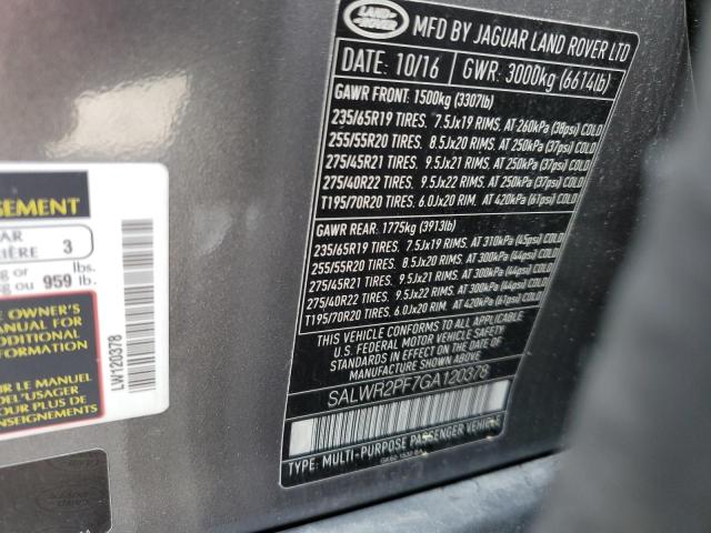 SALWR2PF7GA120378 Land Rover RANGE ROVE
