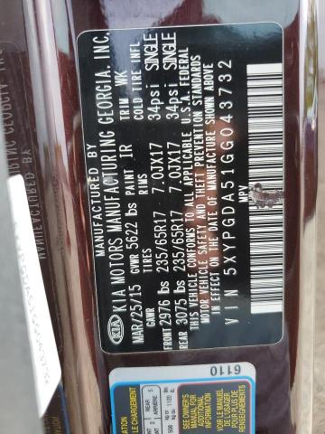5XYPGDA51GG043732 KIA dohc gdi lambda ii