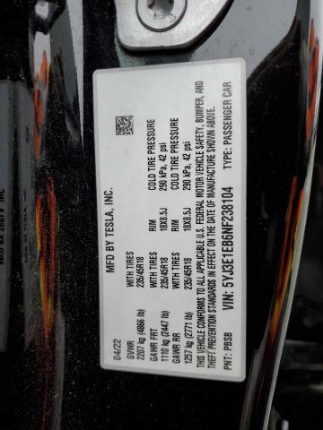 5YJ3E1EB6NF238104 Tesla 2022