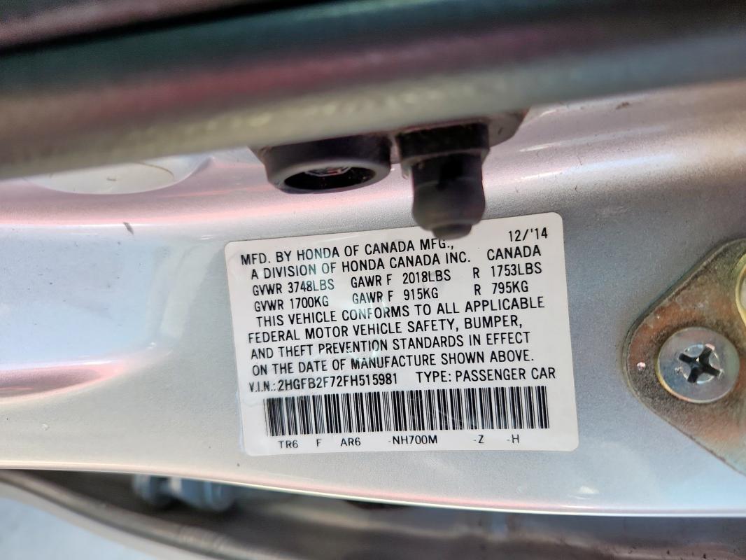 2HGFB2F72FH515981 Honda CIVIC SE