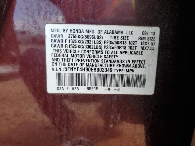 5FNYF4H90EB002349 Honda PILOT TOUR
