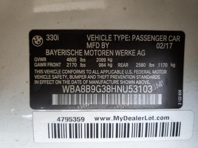 WBA8B9G38HNU53103 BMW 330 I