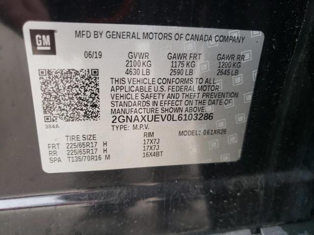2GNAXUEV0L6103286 Chevrolet EQUINOX LT