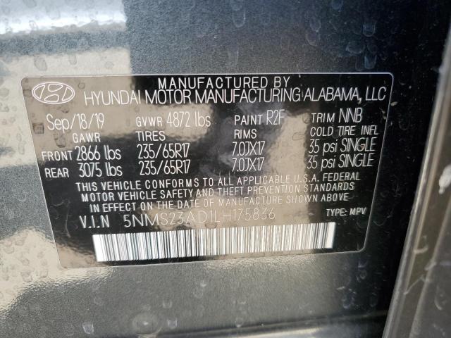 5NMS23AD1LH175836 Hyundai SANTA FE S