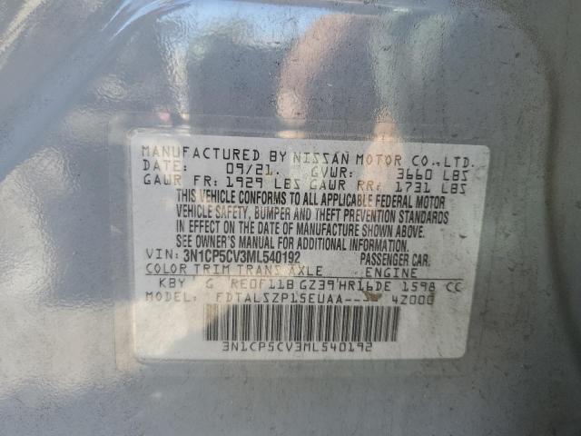 3N1CP5CV3ML540192 Nissan KICKS SV
