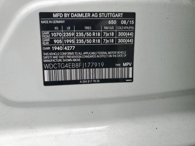 WDCTG4EB8FJ177919 Mercedes-Benz GLA 250