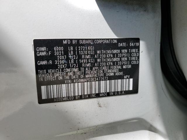 4S4WMAPD3K3472672 Subaru 2019