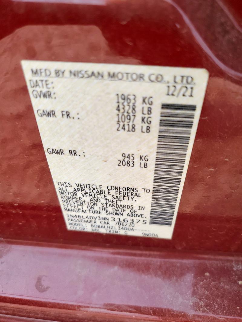 1N4BL4DV3NN316375 Nissan 2022
