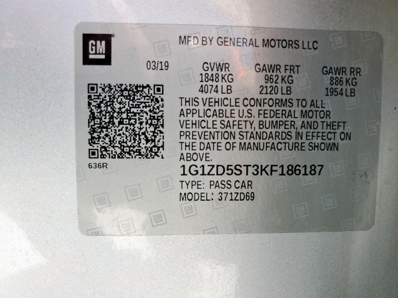 1G1ZD5ST3KF186187 Chevrolet MALIBU LT