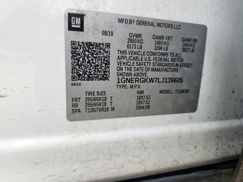 1GNERGKW7LJ139635 Chevrolet TRAVERSE L