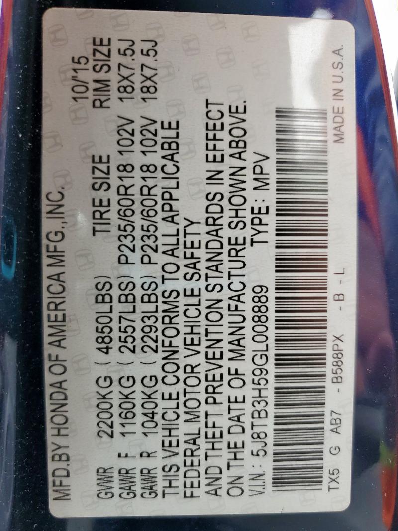 5J8TB3H59GL008889 Acura RDX TECHNO