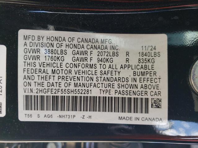 2HGFE2F55SH552281 Honda CIVIC SPOR