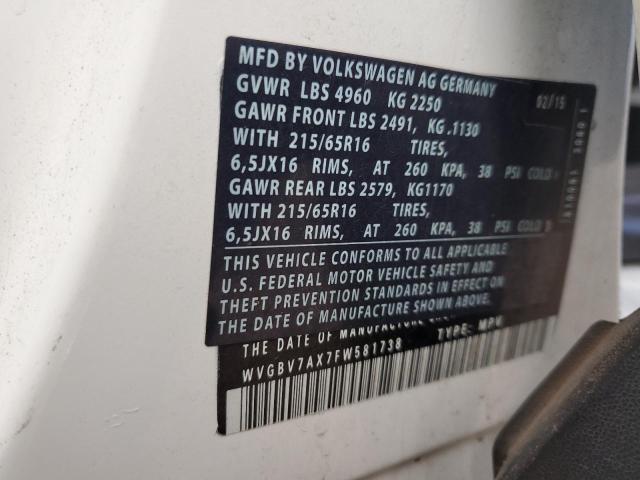 WVGBV7AX7FW581738 Volkswagen 2015