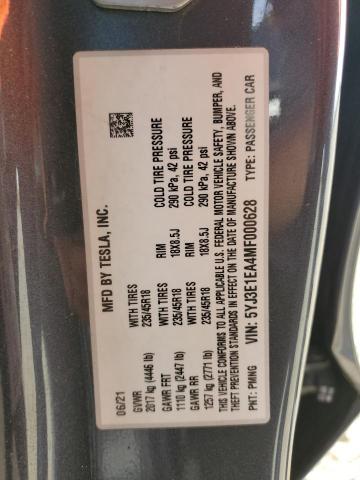 5YJ3E1EA4MF000628 Tesla 2021