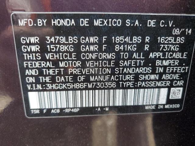 3HGGK5H86FM730356 Honda l15b1