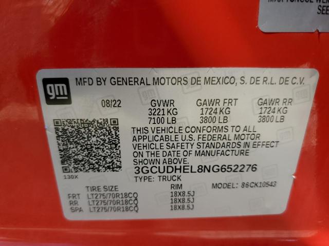 3GCUDHEL8NG652276 Chevrolet Silverado