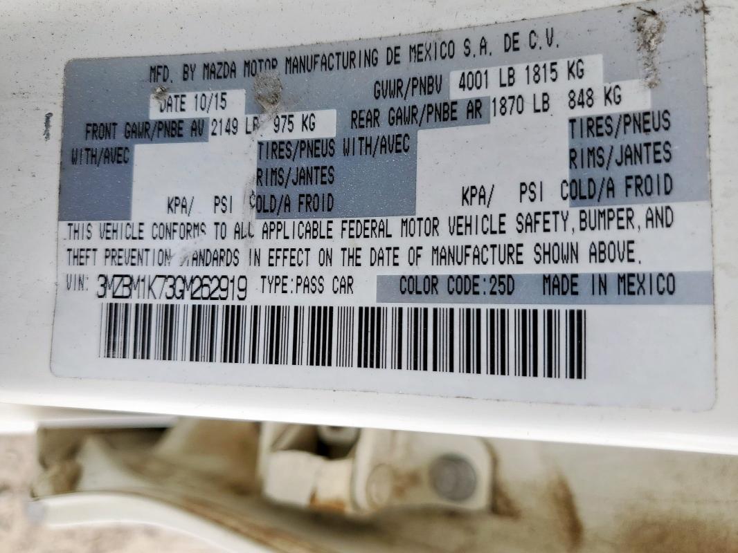 3MZBM1K73GM262919 Mazda 3 SPORT