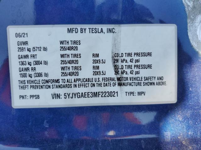 5YJYGAEE3MF223021 Tesla Model Y
