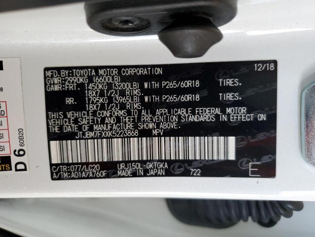 JTJBM7FXXK5223868 Lexus 1ur-fe