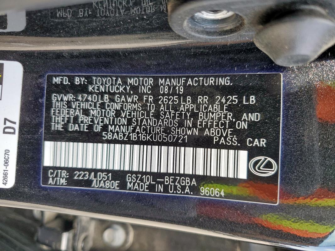 58ABZ1B16KU050721 Lexus ES 350