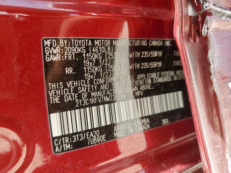 2T3C1RFV7NW234284 Toyota RAV4 XLE P